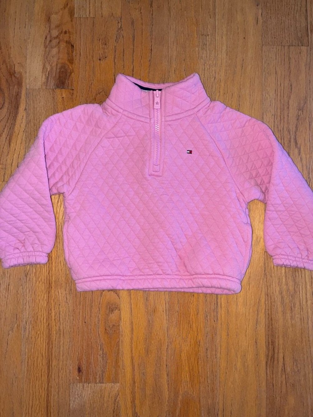 Tommy Hilfiger Girls 3T Pink Quilted Quarter Zip Sweatshirt